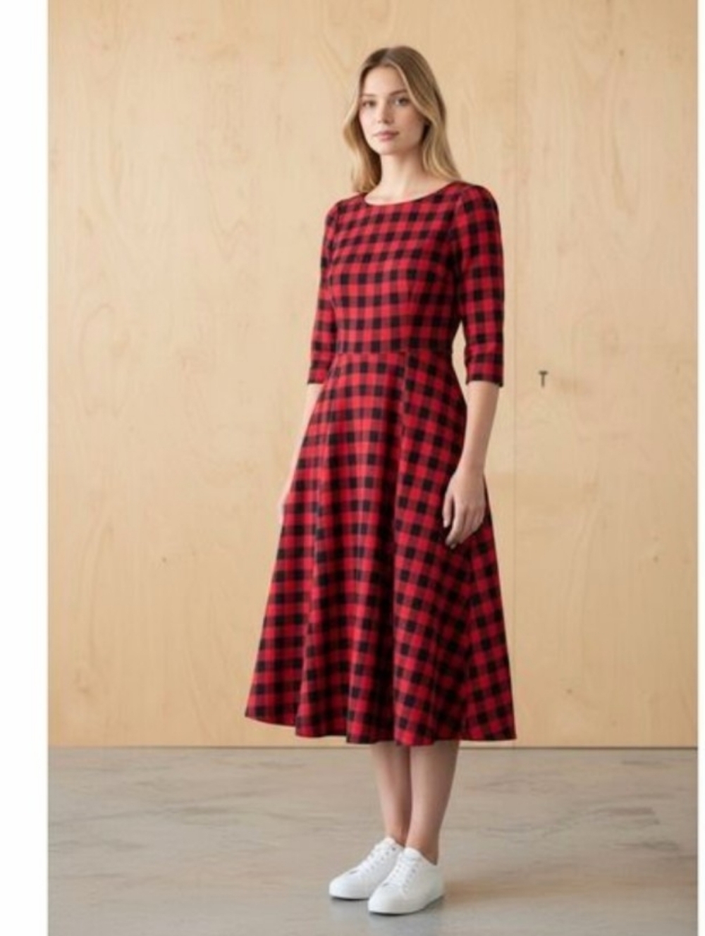 Calvin Klein Buffalo Check Dress with Black Belt